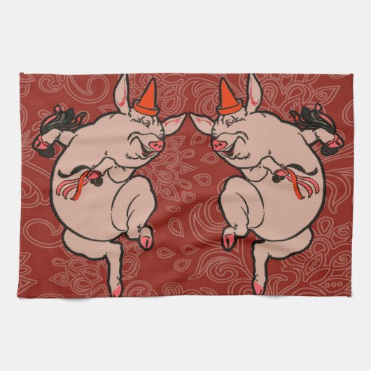 Linge De Cuisine Dancing Pig Antique Cute Danseuse (Horizontal)