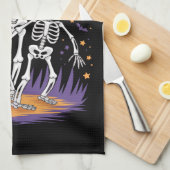 Linge De Cuisine Dancing Skeleton Halloween Citrouille (Quart Plié)
