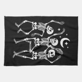 Linge De Cuisine Dancing Skeleton Joyeux Halloween Skull d'automne (Horizontal)