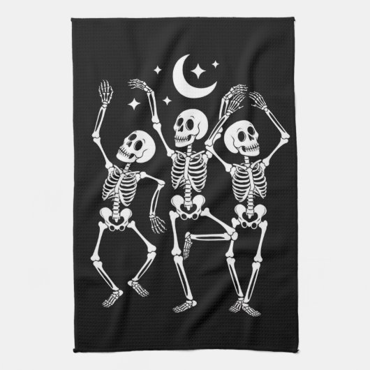 Linge De Cuisine Dancing Skeleton Joyeux Halloween Skull d'automne (Vertical)