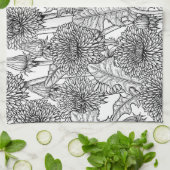 Linge De Cuisine Dandelions, noir et blanc (Plié)