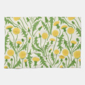 Linge De Cuisine Dandelions, vert, jaune et blanc (Horizontal)