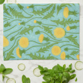 Linge De Cuisine Dandelions, vert, jaune et bleu (Plié)