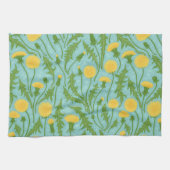Linge De Cuisine Dandelions, vert, jaune et bleu (Horizontal)
