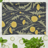 Linge De Cuisine Dandelions, vert, jaune et noir (Plié)
