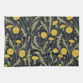 Linge De Cuisine Dandelions, vert, jaune et noir (Horizontal)
