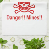 Linge De Cuisine Danger ! ! Les mines ! ! SYMBOLE ☠ Cambodgien Khme (Plié)