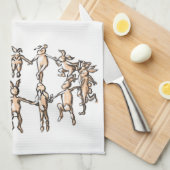 Linge De Cuisine DANSE ! C'est le printemps! lapins dansants servie (Quart Plié)