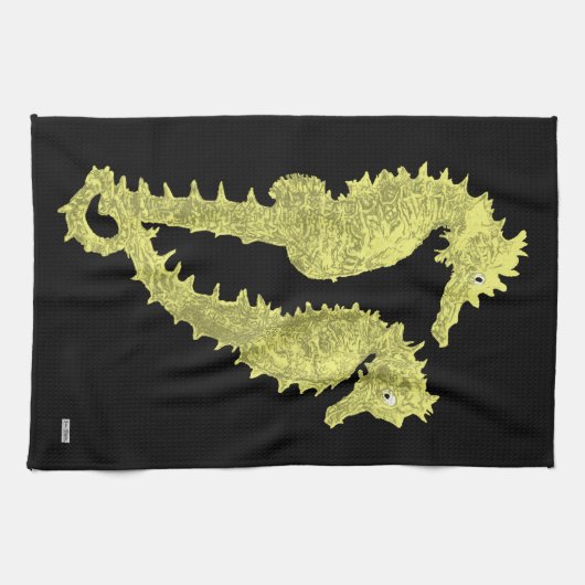 Linge De Cuisine Danse Des Chevaux De Mer (Jaune) (Horizontal)