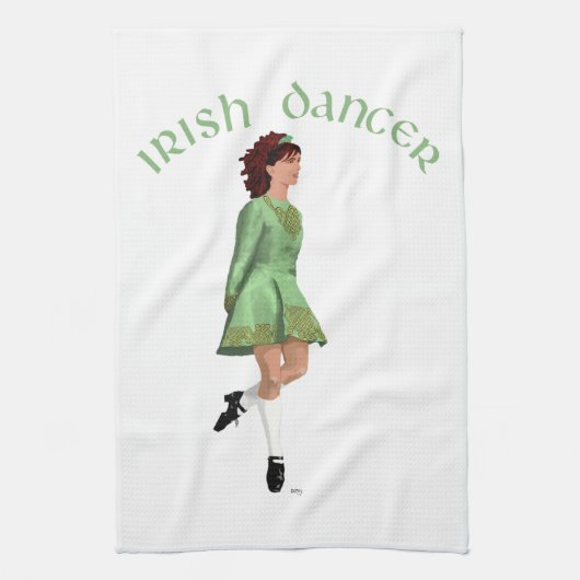 Linge De Cuisine Danseuse de step irlandais - Vert (Vertical)