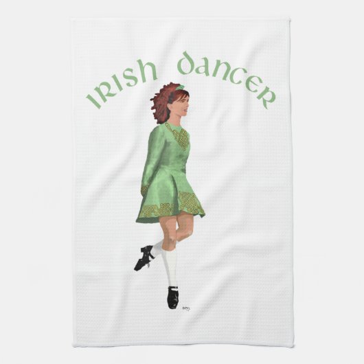 Linge De Cuisine Danseuse de step irlandais - Vert (Vertical)