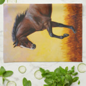 Linge De Cuisine Dark Bay Stallion Horse Galloping (Plié)