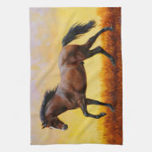 Linge De Cuisine Dark Bay Stallion Horse Galloping (Vertical)