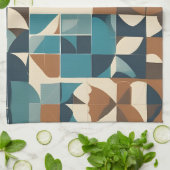 Linge De Cuisine Dark Blue, Teal, Brown, and Tan Geometric Pattern (Plié)