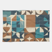 Linge De Cuisine Dark Blue, Teal, Brown, and Tan Geometric Pattern (Horizontal)