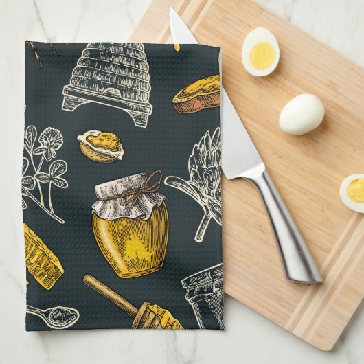 Linge De Cuisine Dark Honey Bee Bee Beehive (Quart Plié)