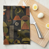 Linge De Cuisine Dark Mid Century Geometric Pattern (1) (Quart Plié)