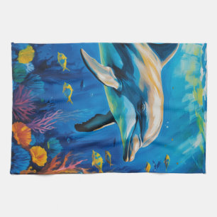 Linge De Cuisine Dauphin de peinture à l'huile