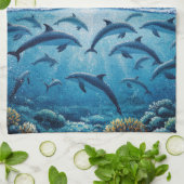 Linge De Cuisine Dauphins pleine lune (Plié)