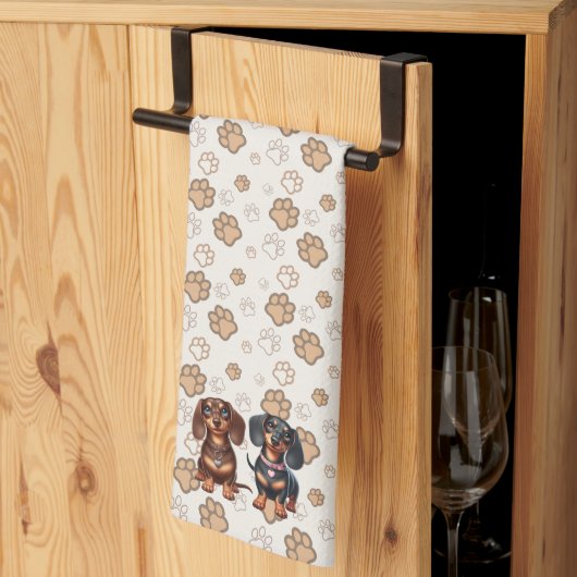Linge De Cuisine De mignons amis dachshund (Pliage en tiers)