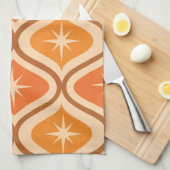 Linge De Cuisine Début atomique du milieu du siècle sur Orange Ogee (Quart Plié)