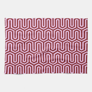 Linge De Cuisine Déco motif égyptien - bordeaux et rose