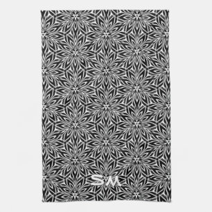 Linge De Cuisine Décor blanc noir de cuisine de monogramme de glob