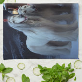 Linge De Cuisine Décor de Noël afghan Hound Snowy (Plié)