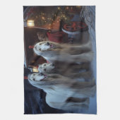 Linge De Cuisine Décor de Noël afghan Hound Snowy (Vertical)