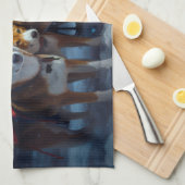 Linge De Cuisine Décor de Noël Basenji Snowy Sleigh (Quart Plié)