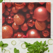 Linge De Cuisine Décor de Noël Baubles rouges (Plié)
