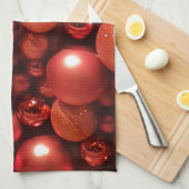 Linge De Cuisine Décor de Noël Baubles rouges (Quart Plié)