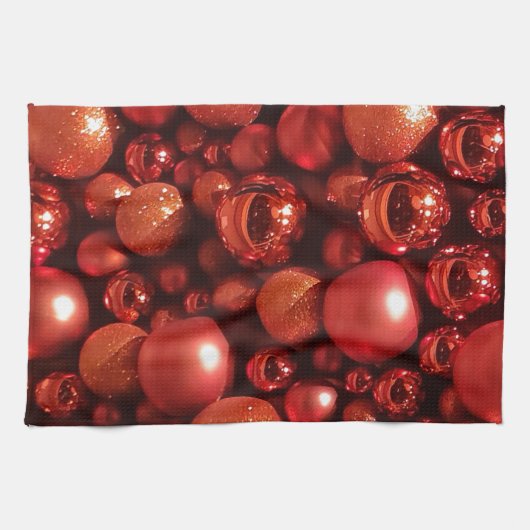 Linge De Cuisine Décor de Noël Baubles rouges (Horizontal)