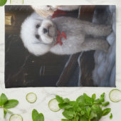 Linge De Cuisine Décor de Noël Bichon Frise Snowy Sleigh (Plié)