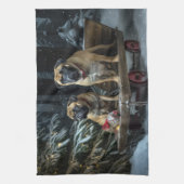 Linge De Cuisine Décor de Noël Bullmastiff Snowy Sleigh (Vertical)