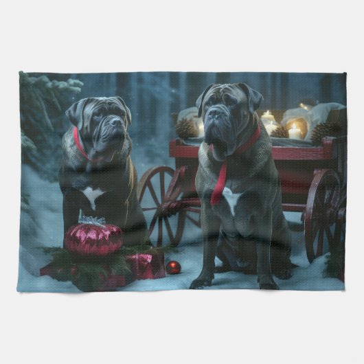 Linge De Cuisine Décor de Noël Cane Corso Snowy Sleigh (Horizontal)
