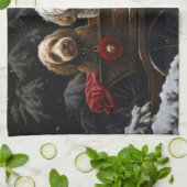 Linge De Cuisine Décor de Noël Cockapoo Snowy Sleigh (Plié)