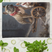 Linge De Cuisine Décor de Noël de Bulldog Snowy Sleigh (Plié)