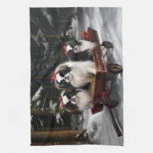 Linge De Cuisine Décor de Noël japonais Chin Snowy Sleigh (Vertical)