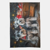 Linge De Cuisine Décor de Noël Schnauzer Snowy Sleigh (Vertical)