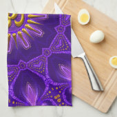 Linge De Cuisine Décor Maison Flamme Goa Violet Or (Quart Plié)