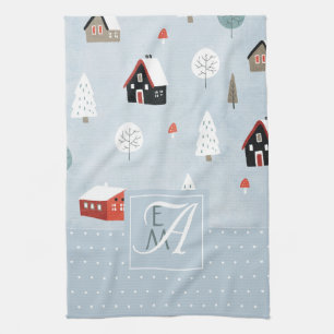 Linge De Cuisine Décor monogramme scandinave Woodland d'hiver