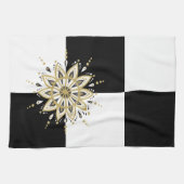 Linge De Cuisine Décor noir et mandala blanc conception géométrique (Horizontal)