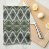 Linge De Cuisine Décor vert et gris (Quart Plié)