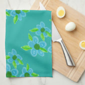Linge De Cuisine Décoratif Turquoise Flowé (Quart Plié)