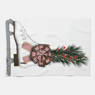 Linge De Cuisine Décoration de Noël en patin à glace avec nœud tart