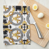 Linge De Cuisine Décoration grecque d'or noir (Quart Plié)