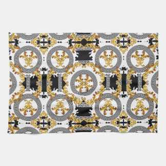 Linge De Cuisine Décoration grecque d'or noir