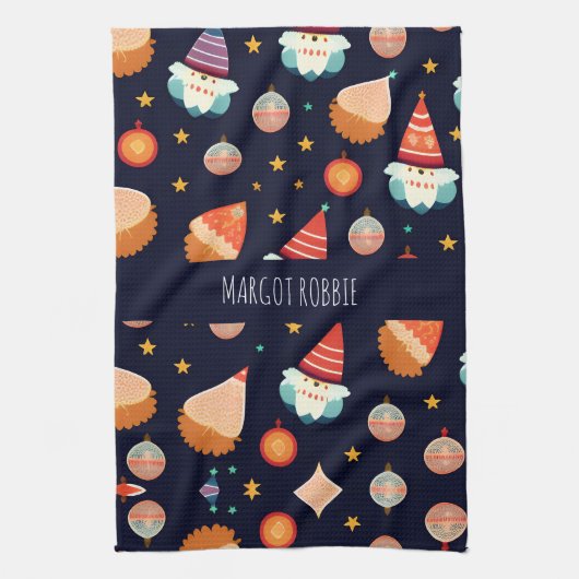 Linge De Cuisine Décorations de Noël du Père Noël Motif rétro (Vertical)