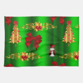 Linge De Cuisine Décorations De Noël Sur Vert (Horizontal)